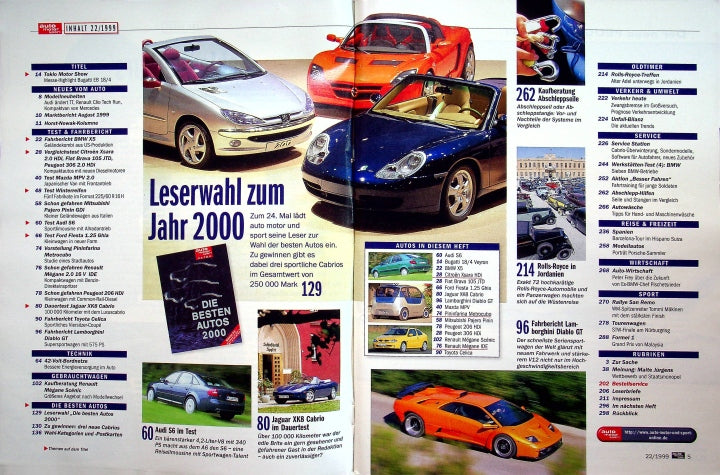 Inhaltsverzeichnis Auto Motor und Sport 22/1999