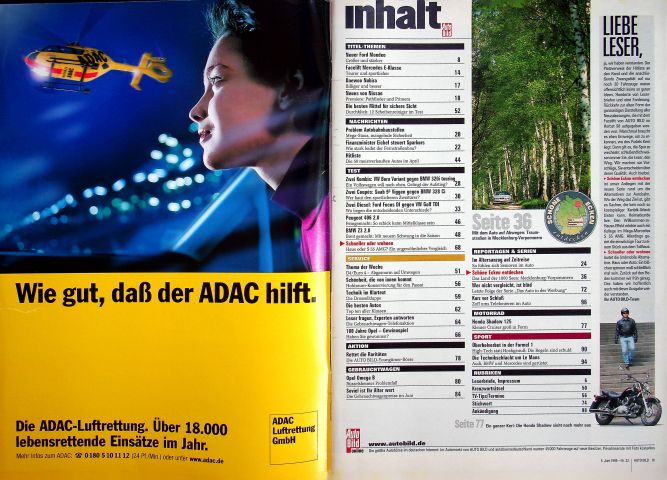 Inhaltsverzeichnis Auto Bild 22/1999