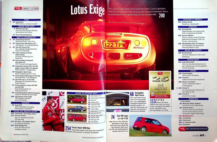 Inhaltsverzeichnis Auto Motor und Sport 22/2000