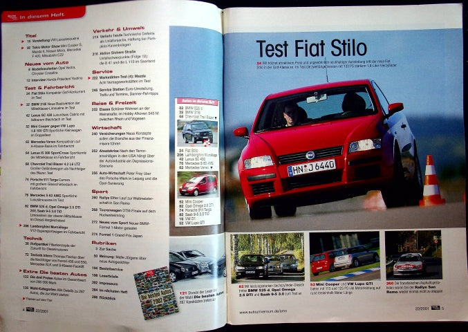 Inhaltsverzeichnis Auto Motor und Sport 22/2001
