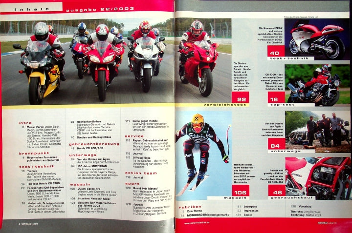 Inhaltsverzeichnis Motorrad 22/2003
