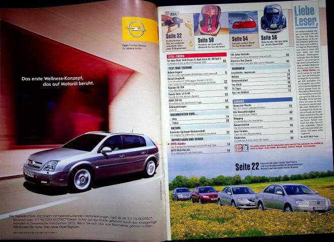 Inhaltsverzeichnis Auto Bild 22/2003