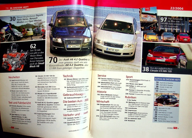Inhaltsverzeichnis Auto Motor und Sport 22/2004
