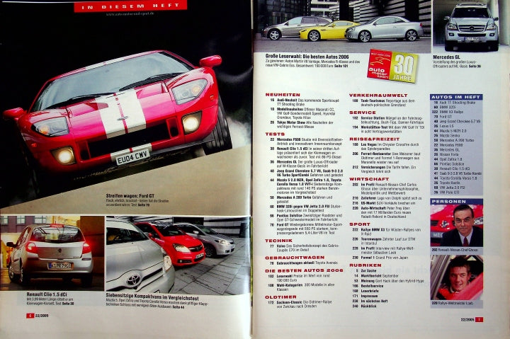Inhaltsverzeichnis Auto Motor und Sport 22/2005