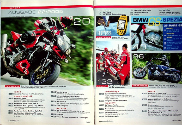 Inhaltsverzeichnis Motorrad 22/2005