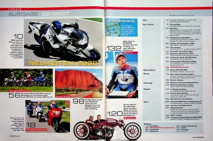 Inhaltsverzeichnis Motorrad 22/2007