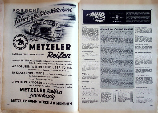 Inhaltsverzeichnis Auto Motor und Sport 23/1951