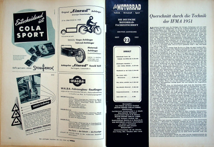 Inhaltsverzeichnis Motorrad 23/1951