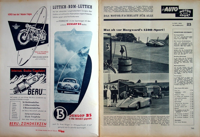 Inhaltsverzeichnis Auto Motor und Sport 23/1952