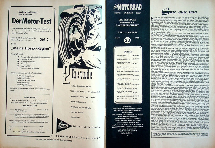 Inhaltsverzeichnis Motorrad 23/1952