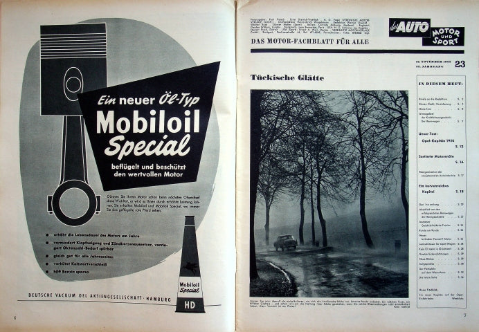 Inhaltsverzeichnis Auto Motor und Sport 23/1955