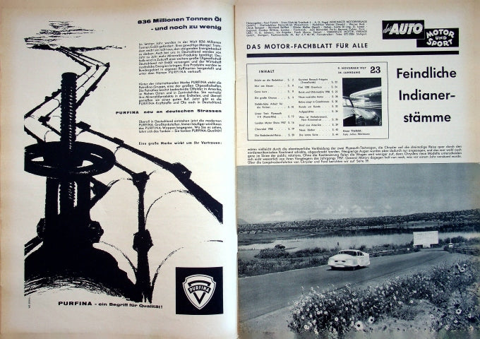Inhaltsverzeichnis Auto Motor und Sport 23/1957