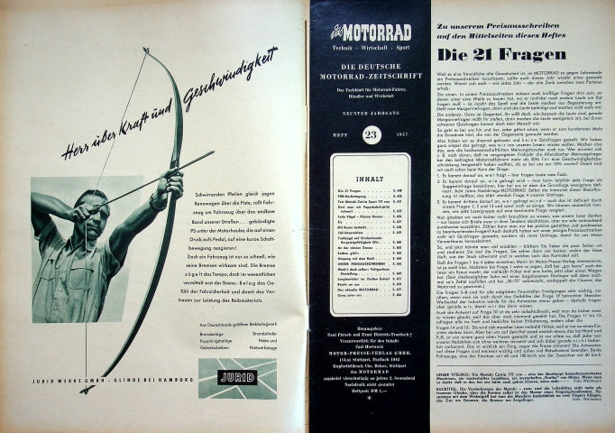 Inhaltsverzeichnis Motorrad 23/1957
