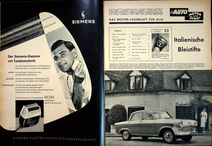Inhaltsverzeichnis Auto Motor und Sport 23/1958