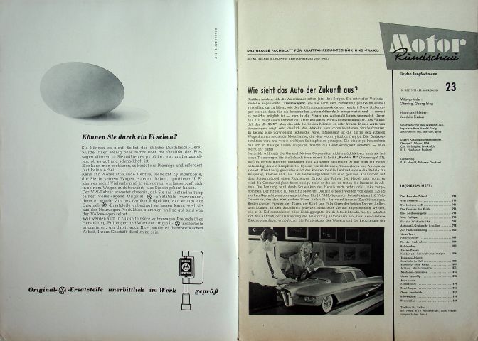 Inhaltsverzeichnis Motor Rundschau 23/1958