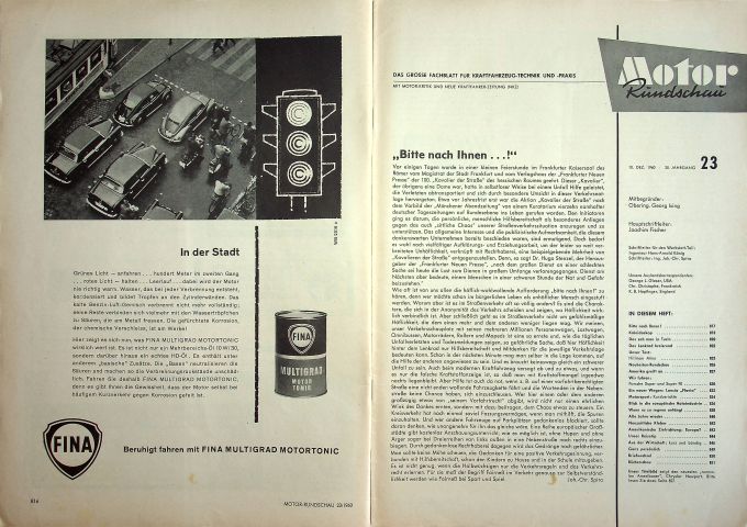 Inhaltsverzeichnis Motor Rundschau 23/1960