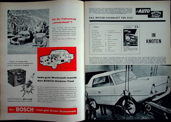 Inhaltsverzeichnis Auto Motor und Sport 23/1961