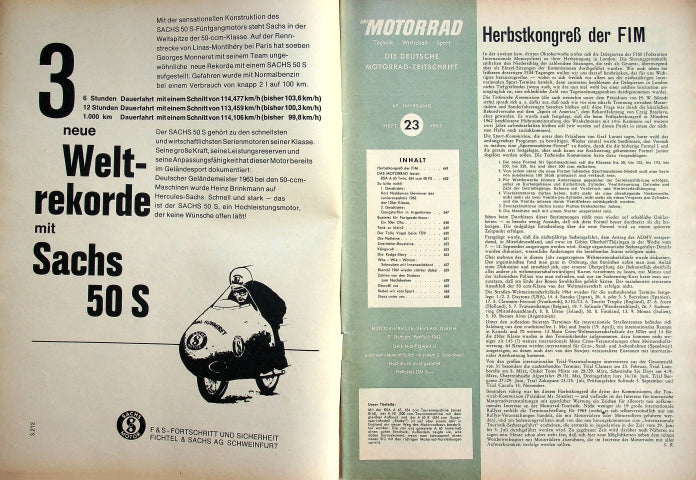 Inhaltsverzeichnis Motorrad 23/1963