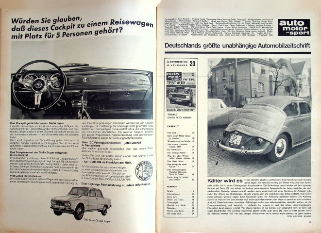 Inhaltsverzeichnis Auto Motor und Sport 23/1965