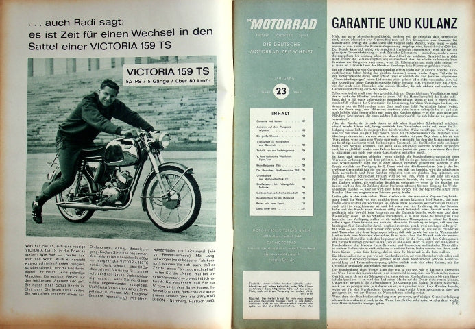 Inhaltsverzeichnis Motorrad 23/1965