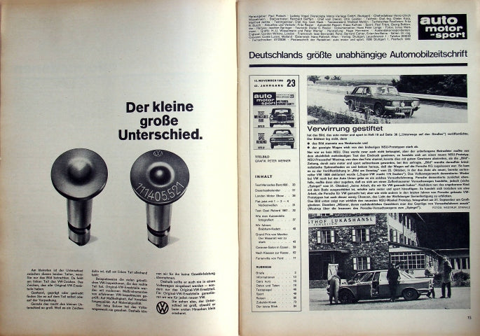 Inhaltsverzeichnis Auto Motor und Sport 23/1966