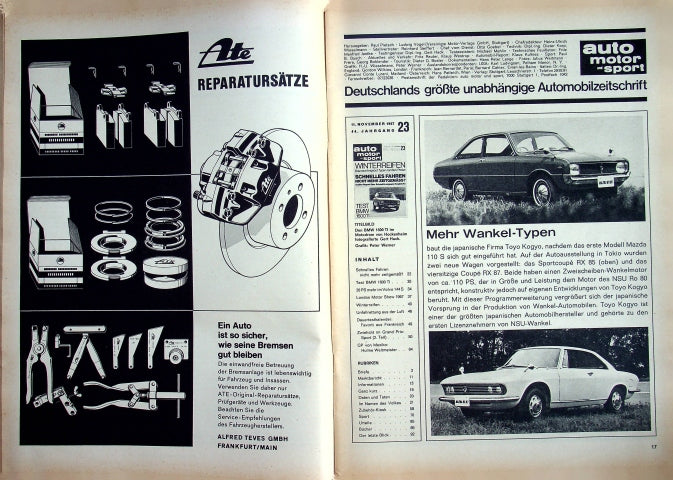Inhaltsverzeichnis Auto Motor und Sport 23/1967