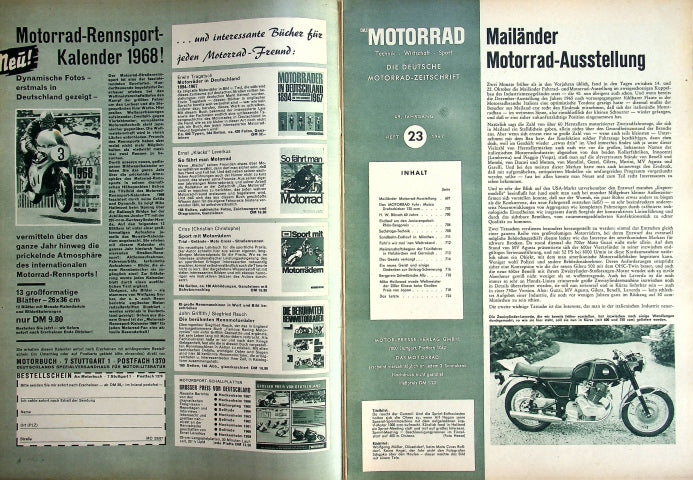 Inhaltsverzeichnis Motorrad 23/1967