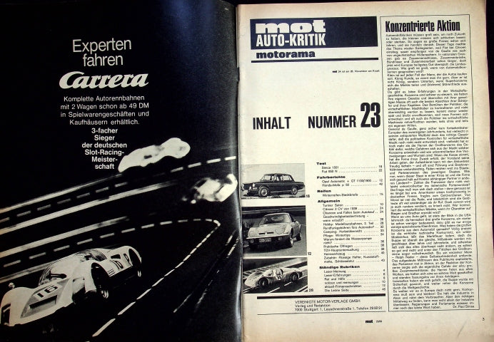 Inhaltsverzeichnis MOT 23/1968