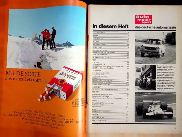 Inhaltsverzeichnis Auto Motor und Sport 23/1969