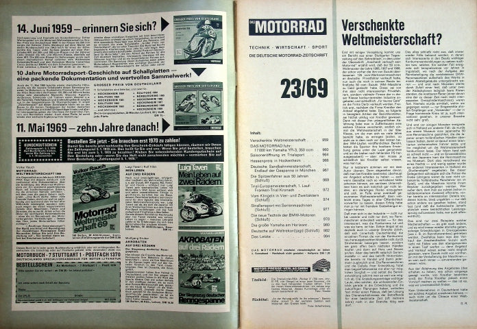 Inhaltsverzeichnis Motorrad 23/1969