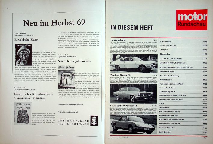 Inhaltsverzeichnis Motor Rundschau 23/1969