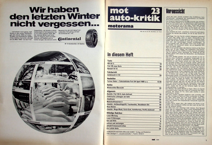 Inhaltsverzeichnis MOT 23/1969
