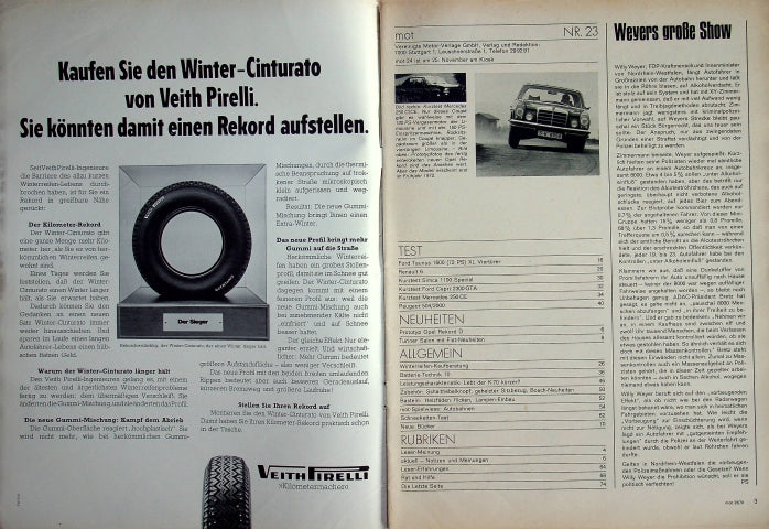 Inhaltsverzeichnis MOT 23/1970