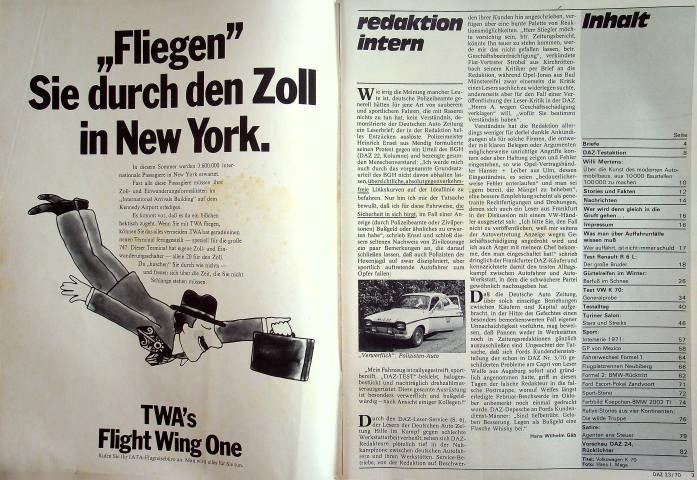 Inhaltsverzeichnis Autozeitung 23/1970