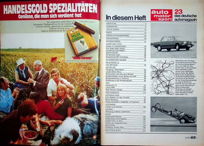 Inhaltsverzeichnis Auto Motor und Sport 23/1971