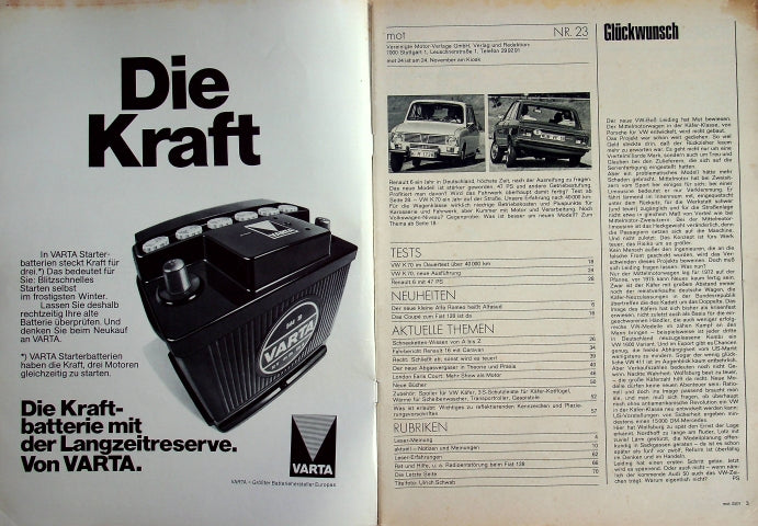 Inhaltsverzeichnis MOT 23/1971