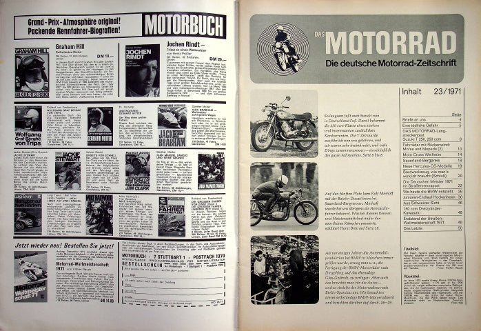 Inhaltsverzeichnis Motorrad 23/1971