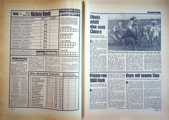 Inhaltsverzeichnis Kicker 23/1972