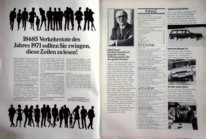 Inhaltsverzeichnis Autozeitung 23/1972