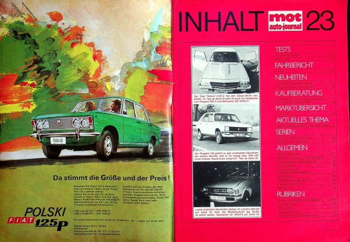 Inhaltsverzeichnis MOT 23/1972