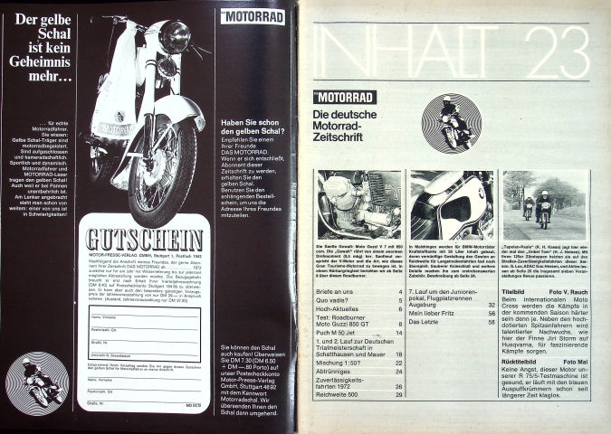 Inhaltsverzeichnis Motorrad 23/1972