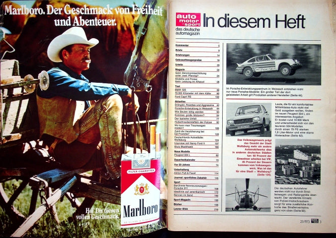 Inhaltsverzeichnis Auto Motor und Sport 23/1973