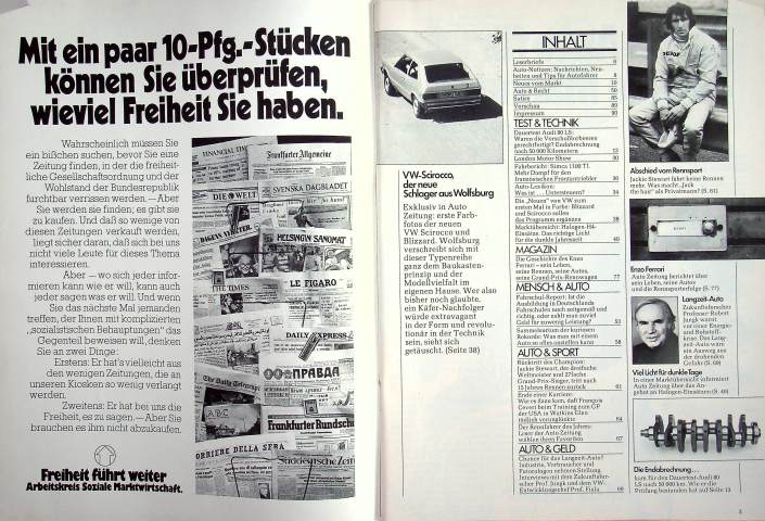 Inhaltsverzeichnis Autozeitung 23/1973