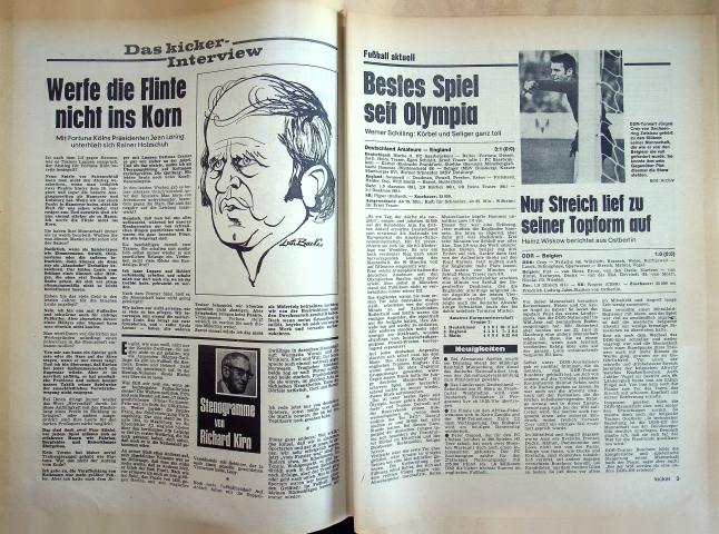 Inhaltsverzeichnis Kicker 23/1974