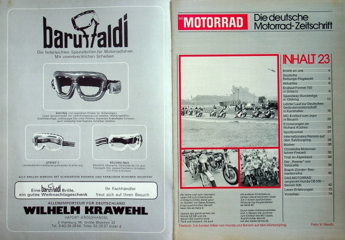 Inhaltsverzeichnis Motorrad 23/1974
