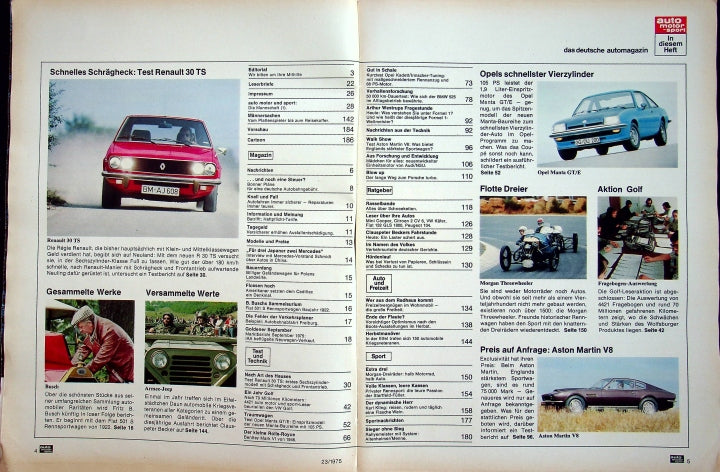 Inhaltsverzeichnis Auto Motor und Sport 23/1975