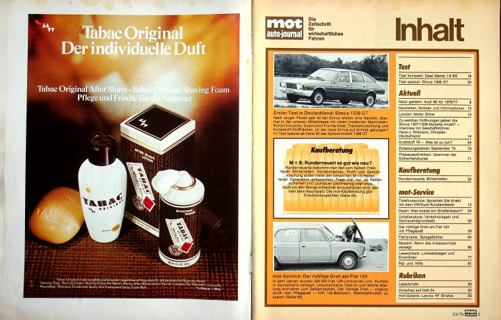 Inhaltsverzeichnis MOT 23/1975