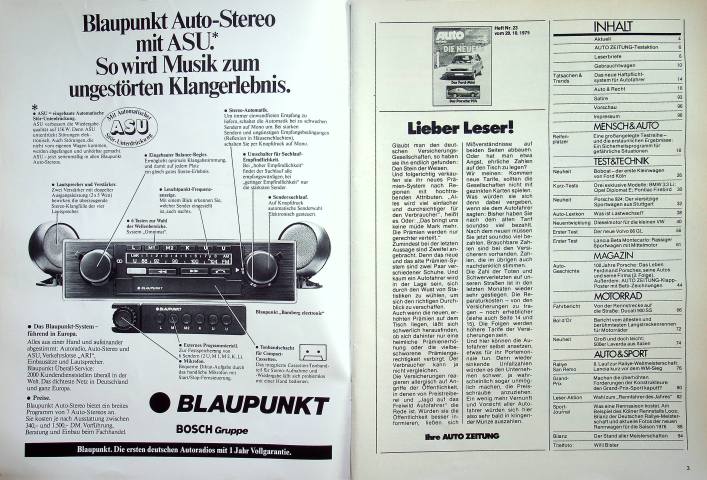 Inhaltsverzeichnis Autozeitung 23/1975