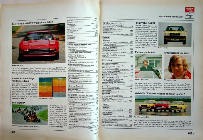 Inhaltsverzeichnis Auto Motor und Sport 23/1976