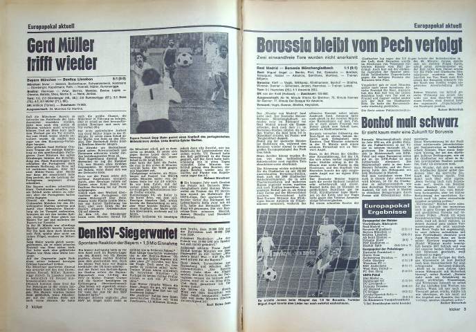 Inhaltsverzeichnis Kicker 23/1976
